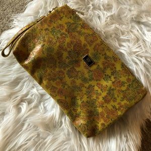Floral Leather Ferchi Clutch Purse with Wristband